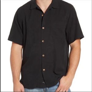 Tommy Bahama 100% silk black button up